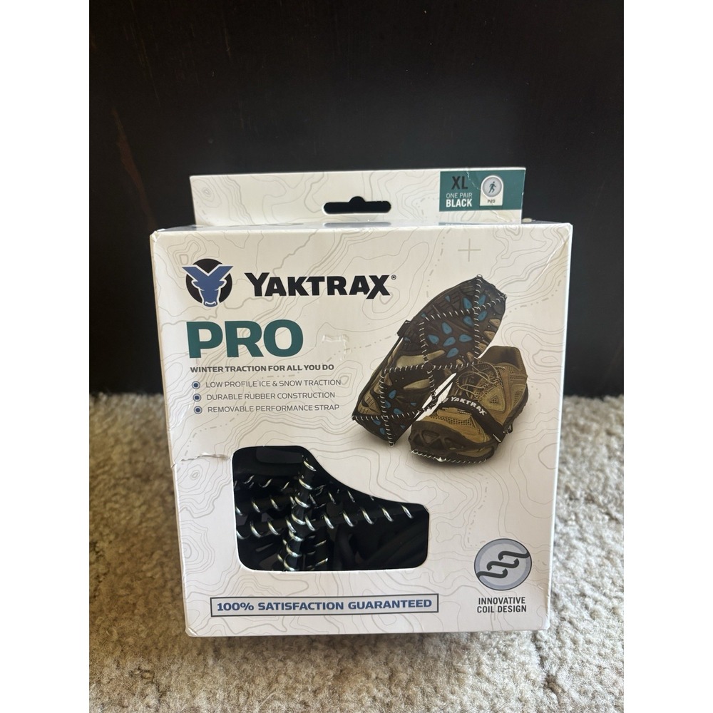 Yaktrax Pro Traction Cleats Unisex XL Black New Ice Snow Shoes Coils